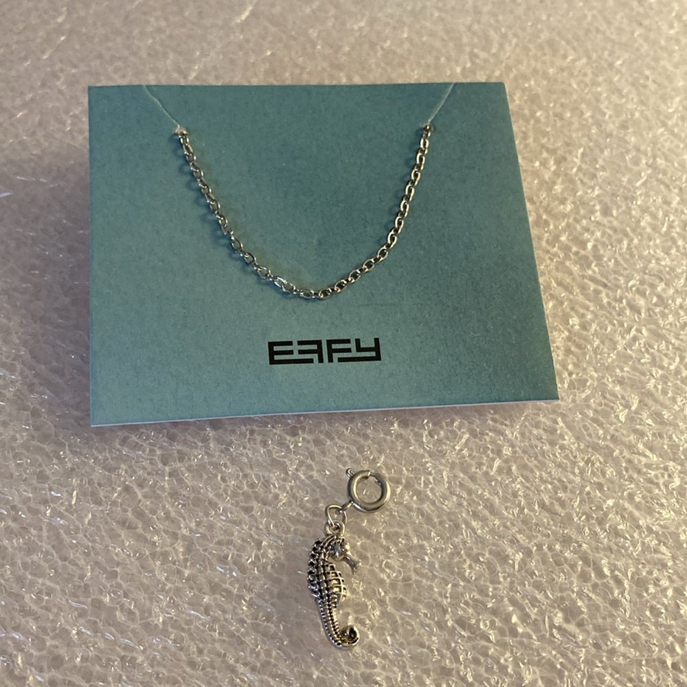 NWOT - Authentic EFFY Silver Tone Chain Necklace & Seahorse Charm Pendant